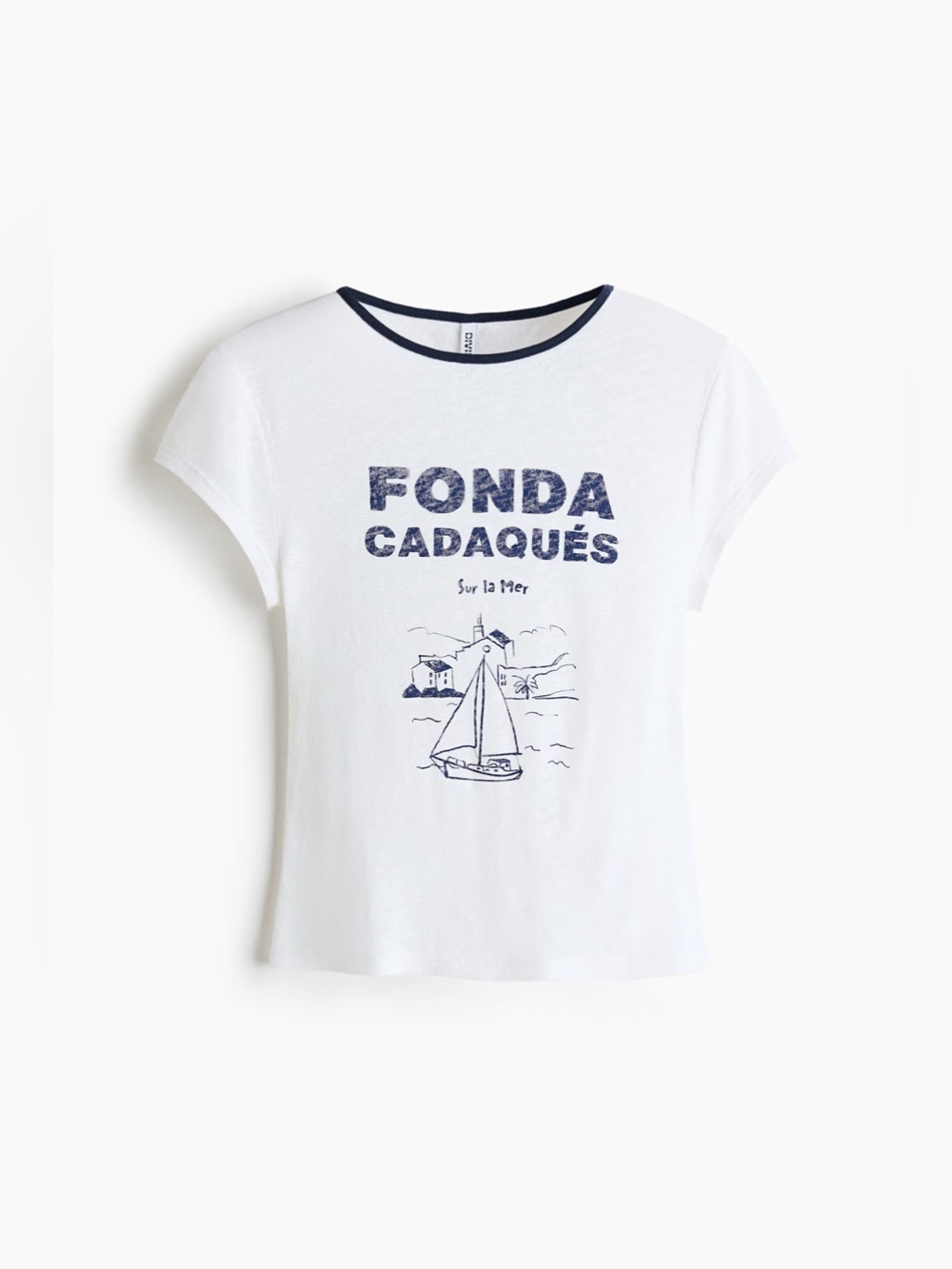 H&M Linen-Blend Print-Motif T-Shirt